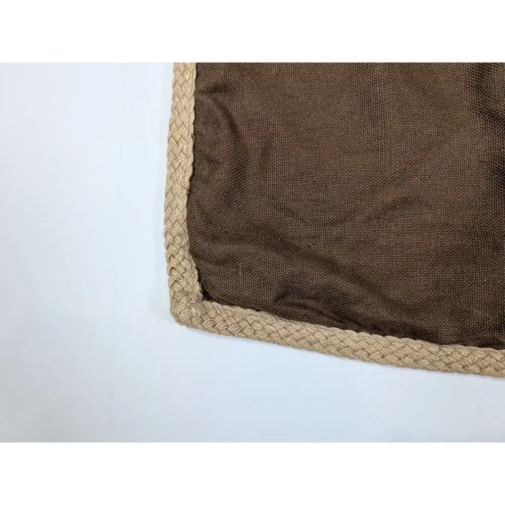 Pottery Barn Pillow Cover Brown Linen Tan Jute Trim 20 x 20 Throw Accent